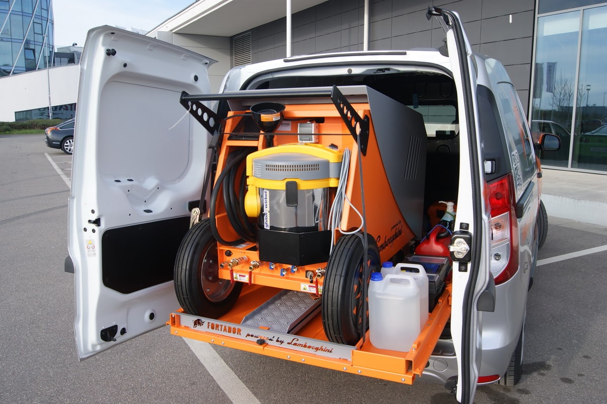 Mobile detailing van with equipment